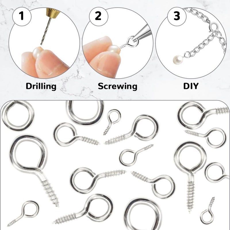 Hocansen 280 Pieces 17x8mm Small Eye Shape Screw Hooks Hooks Eyelets Screw Peg for Cork Top Bottles DIY Jewelry Making (YJZ - Image 3